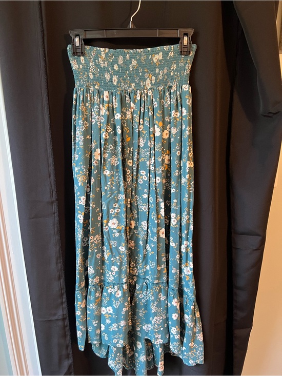 Patrons of Peace Dresses & Skirts - Patrons of Peace Teal Floral Smocked Maxi Skirt